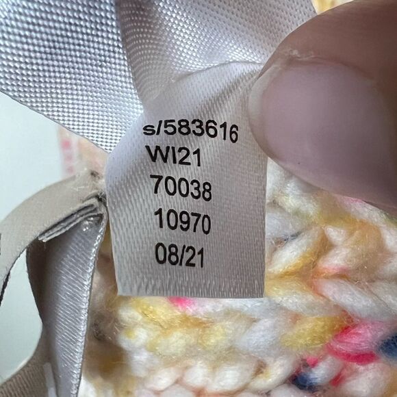 Loft Cream/Yellow Multicolor Knitted Flecked Rectangle Scarf  12” x 74” - Picture 8 of 8